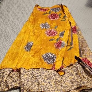 Floral Yellow Wrap Skirt